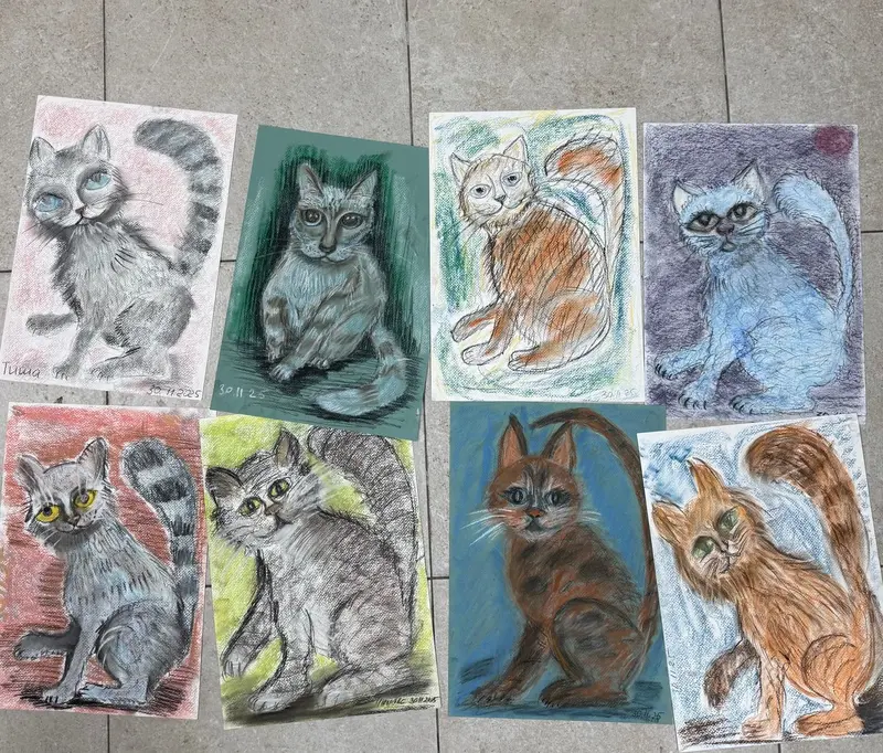 Живопись/Кошки углем
