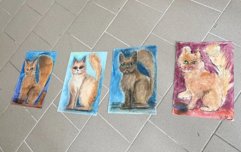 Живопись/Кошки углем